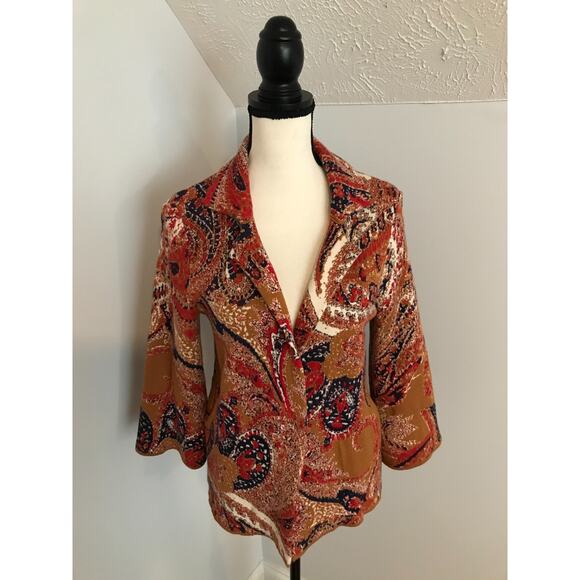 Anthropologie Moth Paisley Intarsia Blazer - Size Extra Small - Picture 2 of 13